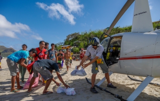 unloading helicopter