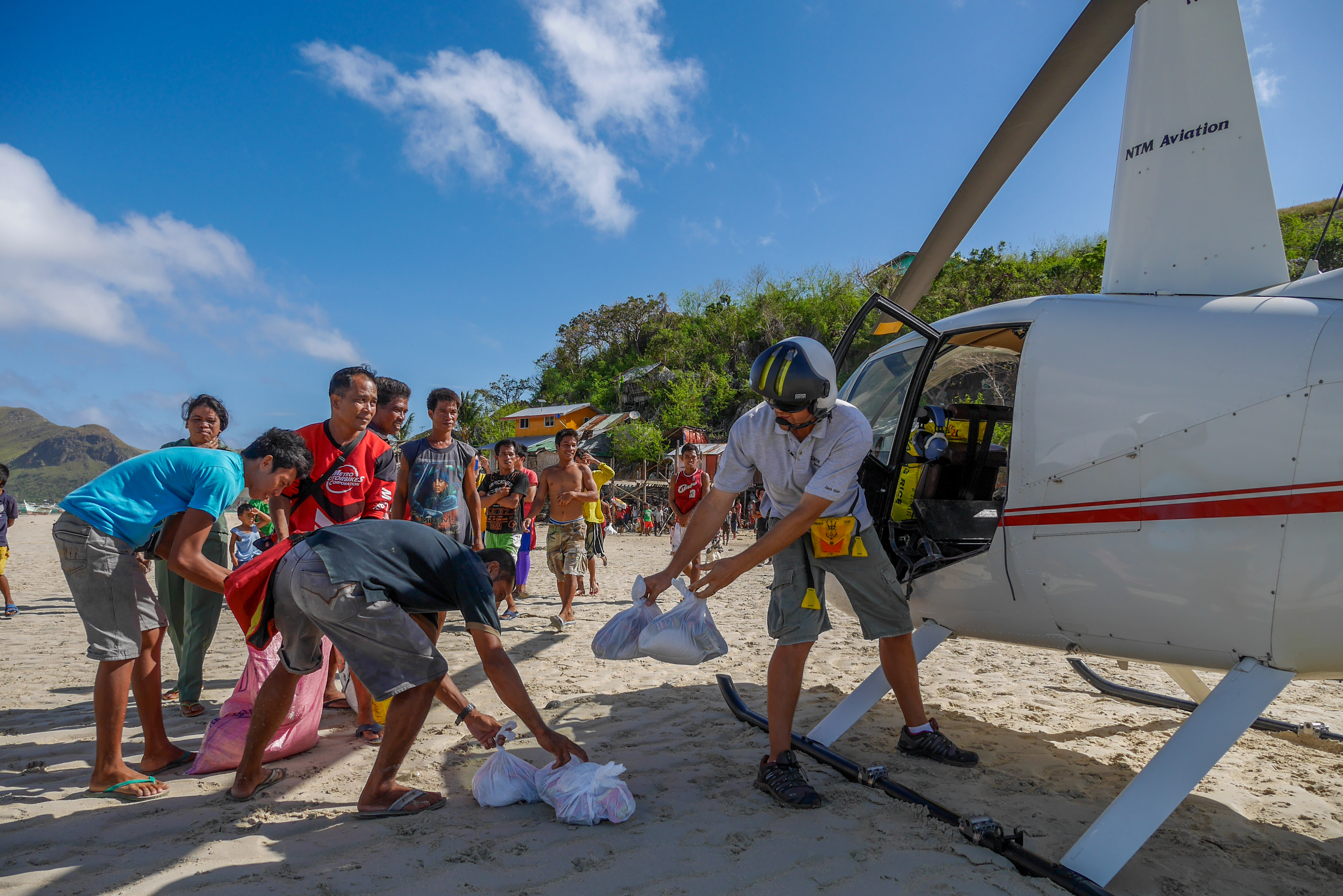 unloading helicopter