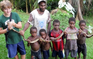 Boys with snake