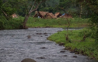 Typhoon - river and village