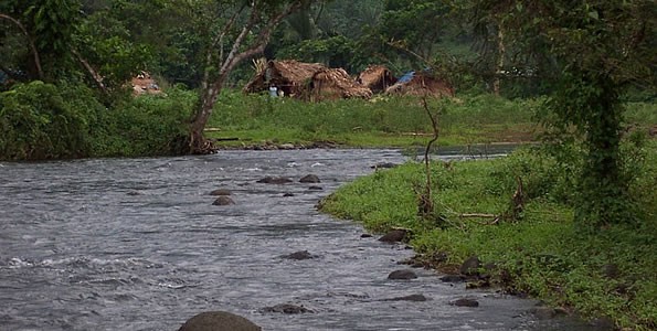 Typhoon - river and village