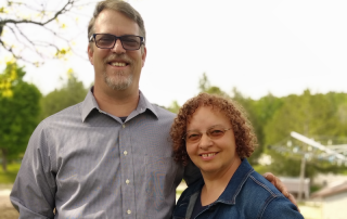 Darren and Mary by the pond