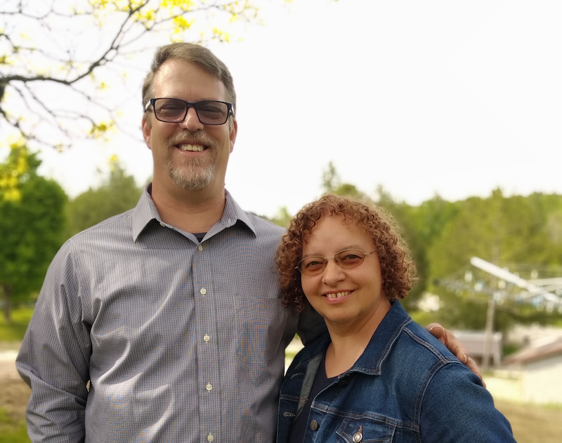 Darren and Mary by the pond