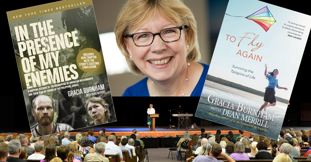 Gracia Burham with two book covers