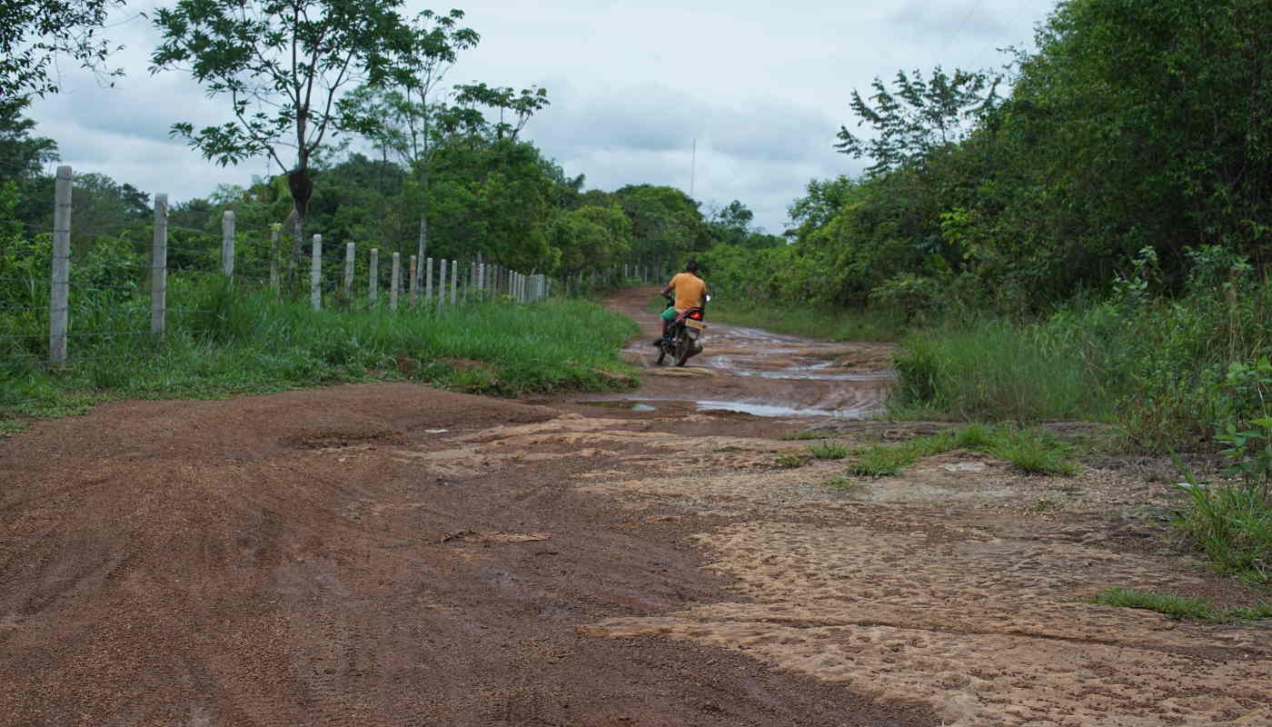 Dirt bike on muddy path