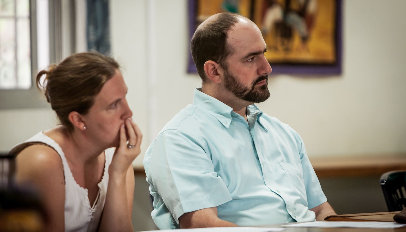 Andi and Joel McMartin take part in a workshop for missionaries learning culture and language.