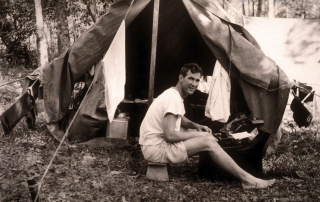 founder Paul Fleming writing using a typerwriter