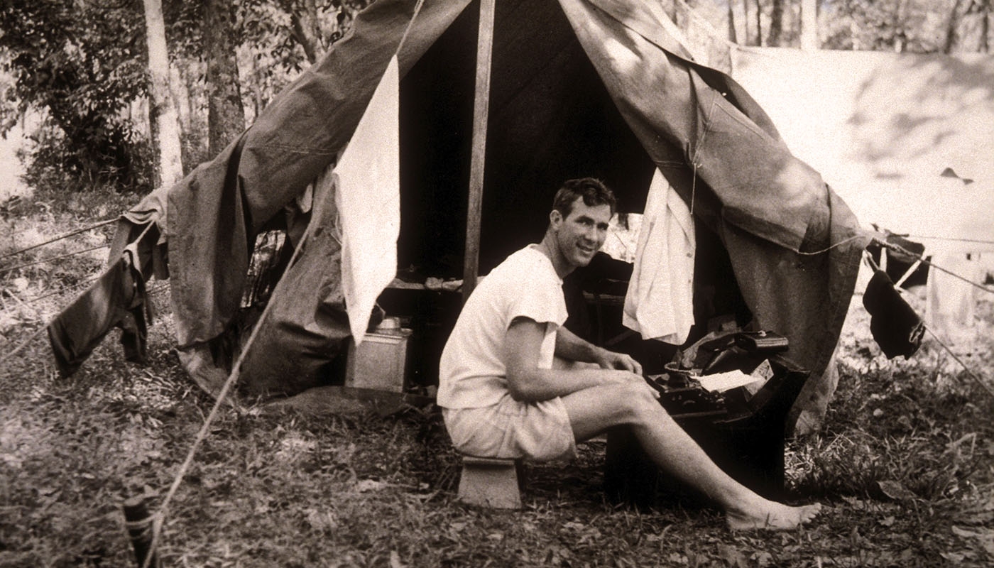 founder Paul Fleming writing using a typerwriter