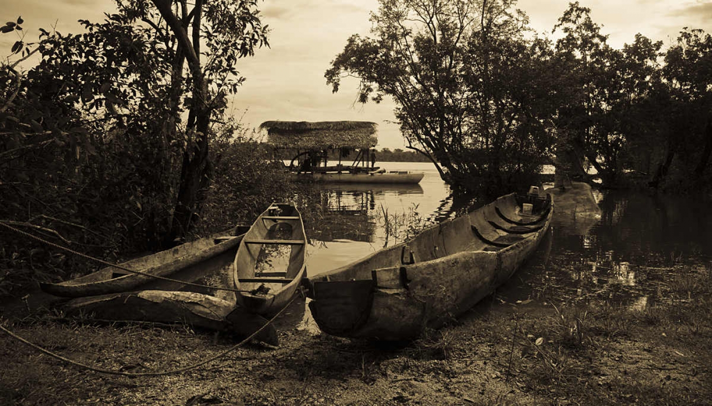 Canoe by the riverside