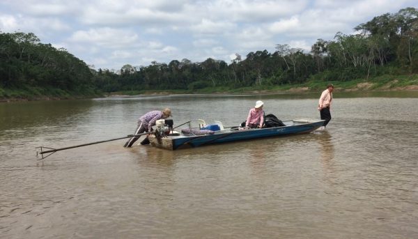 Boat stranded on sandbar in Brazil