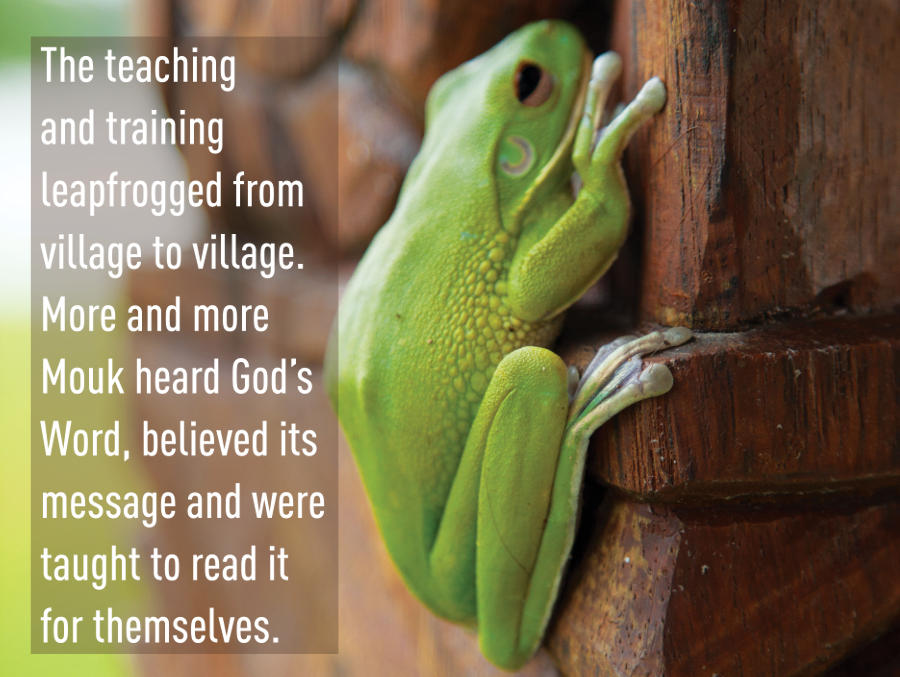 The teaching and training leapfrogged from village to village. More and more Mouk heard God's Word, believed its message and were taught to read it for themselves.