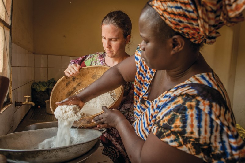 Two ladies cooking together