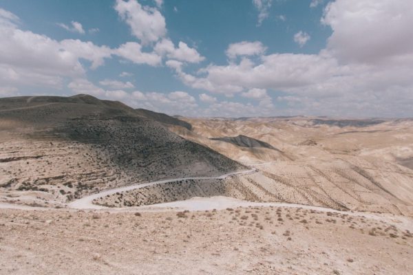 a desert road in the Holy Land