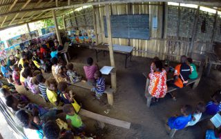 aerial view of a Bible lesson session