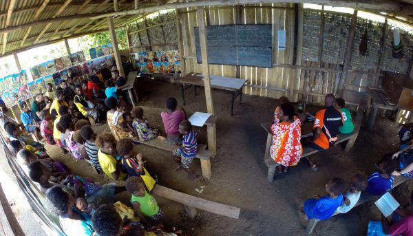 aerial view of a Bible lesson session