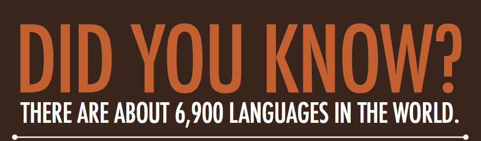 Did you know? There are about 6900 languages in the world.