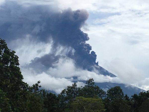 ash in the sky from a volcanic eruption