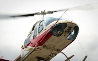 helicopter from below, taking off or landing