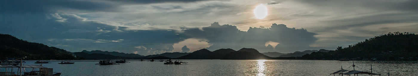 Philippine port with sunset in the background