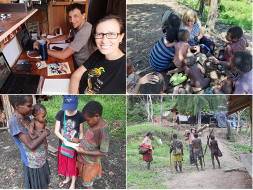 collage of Karin Both and Steve and Natalie Hutchings studying