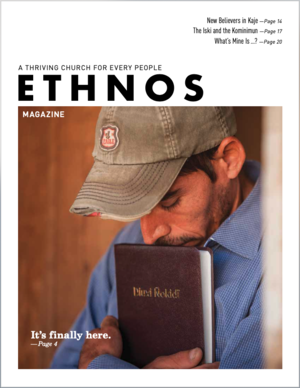 March 2020 Ethnos Magazine cover - man hugging his Bible