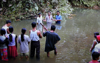 baptism taking place