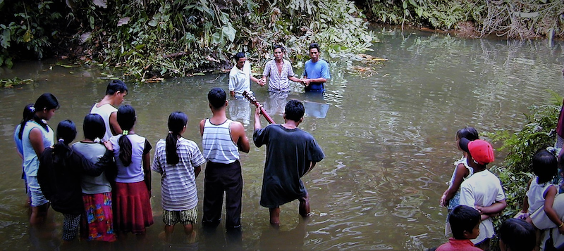 baptism taking place