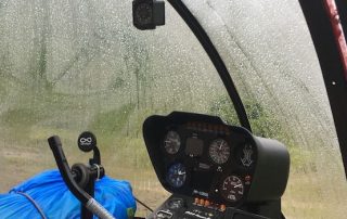 fogged up helicopter canopy in the rain