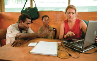 Lisa translating with some helpers